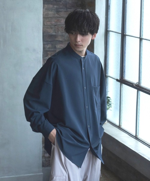 Alpinus(アルピナス)の「Alpinus - smooth loose band collar shirt /スムースルーズバンドカラーシャツ(シャツ/ブラウス・メンズ・ダークブルー/ホワイト/カーキ・SMALL/MEDIUM)」の9枚目の写真