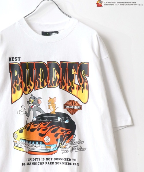 Tom＆Jerry（トムアンドジェリー）の「Tom＆Jerry/トム＆ジェリー アーチロゴ リンガー ファイヤーカー ビッグシルエットTシャツ（Tシャツ/カットソー・レディース・ホワイト/ブラック系その他2/パープル系その他/ホワイト系その他2/ホワイト系その他3/ブラック系その他/ホワイト系その他/グレー/ブルー・M/L）」の6枚目の写真