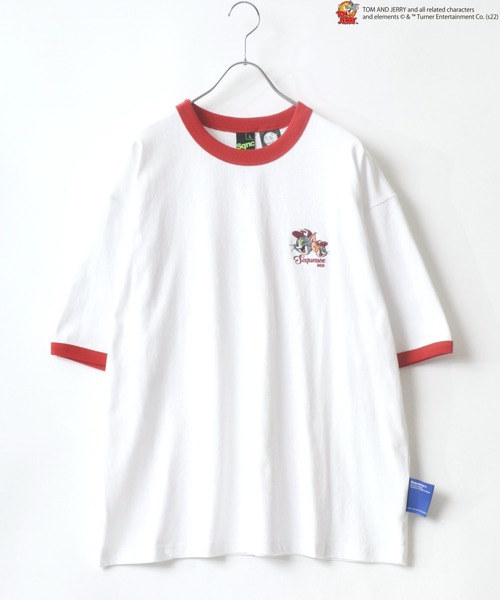 Tom＆Jerry（トムアンドジェリー）の「Tom＆Jerry/トム＆ジェリー アーチロゴ リンガー ファイヤーカー ビッグシルエットTシャツ（Tシャツ/カットソー・レディース・ホワイト/ブラック系その他2/パープル系その他/ホワイト系その他2/ホワイト系その他3/ブラック系その他/ホワイト系その他/グレー/ブルー・M/L）」の11枚目の写真