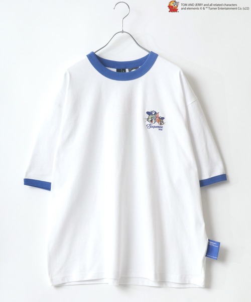 Tom＆Jerry（トムアンドジェリー）の「Tom＆Jerry/トム＆ジェリー アーチロゴ リンガー ファイヤーカー ビッグシルエットTシャツ（Tシャツ/カットソー・レディース・ホワイト/ブラック系その他2/パープル系その他/ホワイト系その他2/ホワイト系その他3/ブラック系その他/ホワイト系その他/グレー/ブルー・M/L）」の12枚目の写真