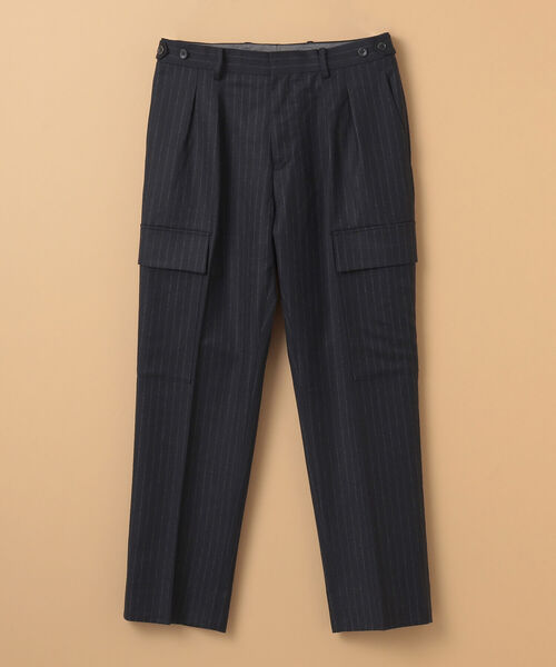 BEAMS LIGHTS(ビームスライツ)の「BEAMS LIGHTS / フラノ ストライプ カーゴ スラックス(スラックス・メンズ・ネイビー/グレー・SMALL/MEDIUM/LARGE)」の2枚目の写真