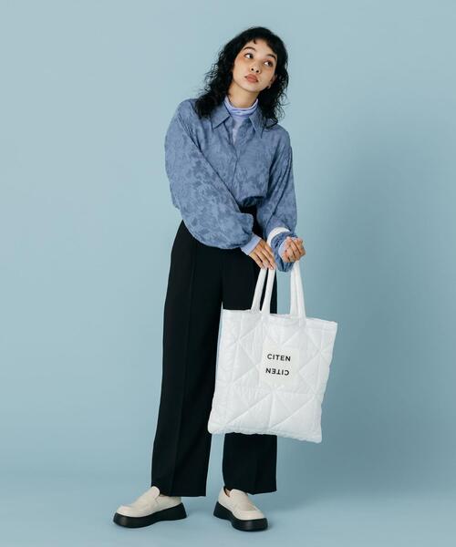 CITEN（シテン）の「＜CITEN＞カットジャカードボリュームスリーブ シャツ（シャツ/ブラウス・レディース・ライトブルー/ブラック/オフホワイト・FREE）」の6枚目の写真