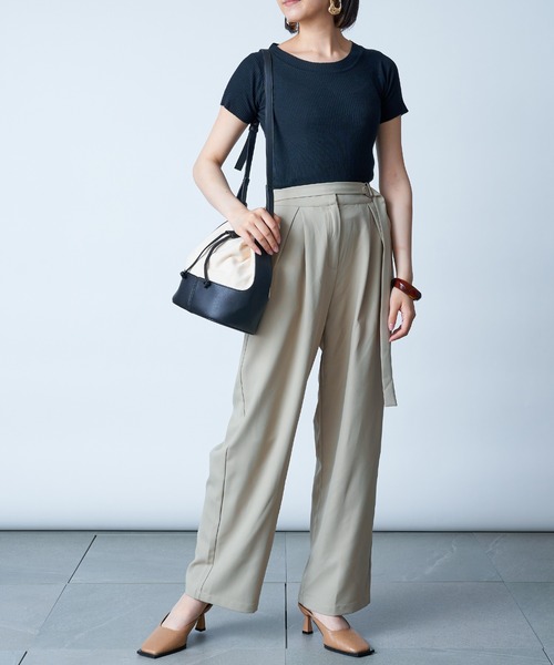 MAISON BREEZE(メゾンブリーズ)の「【MAISON BREEZE】ベルトデザインスラックスパンツ SCCH154(その他パンツ・レディース・ベージュ/ネイビー・FREE)」の9枚目の写真