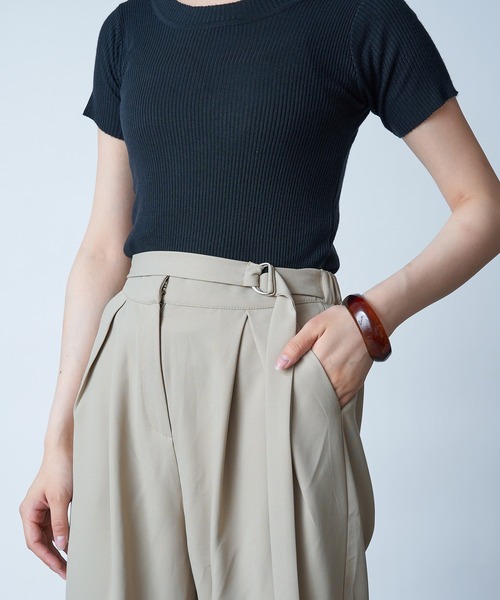 MAISON BREEZE(メゾンブリーズ)の「【MAISON BREEZE】ベルトデザインスラックスパンツ SCCH154(その他パンツ・レディース・ベージュ/ネイビー・FREE)」の12枚目の写真