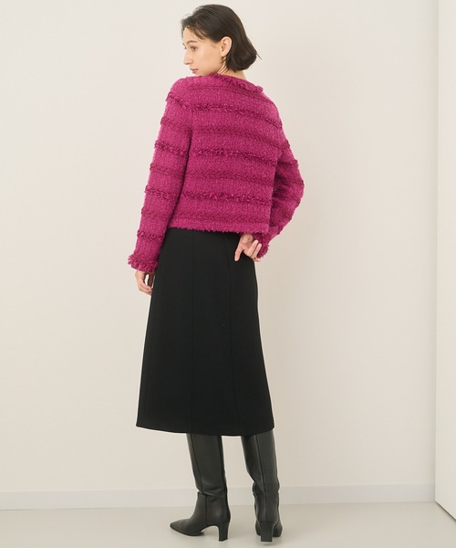 ANAYI アナイ　ノーカラーツイードジャケット　黒　ピンク　サイズ38 ANAYI（アナイ）の「ニッティングツイード ジャケット（ノーカラー