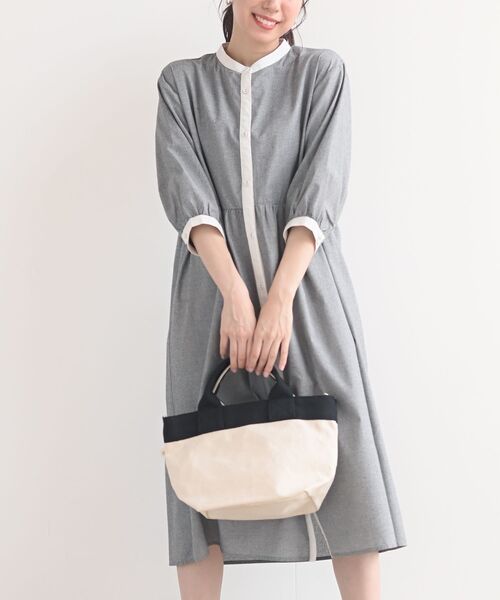 rps（アールピーエス）の「バンドカラー７分袖シャツワンピース（シャツワンピース・レディース・ブラック/ネイビー/ブルー/グリーン/ブラック系その他2・フリー）」の3枚目の写真