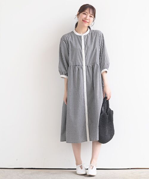 rps（アールピーエス）の「バンドカラー７分袖シャツワンピース（シャツワンピース・レディース・ブラック/ネイビー/ブルー/グリーン/ブラック系その他2・フリー）」の17枚目の写真