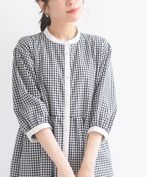 rps（アールピーエス）の「バンドカラー７分袖シャツワンピース（シャツワンピース・レディース・ブラック/ネイビー/ブルー/グリーン/ブラック系その他2・フリー）」の7枚目の写真