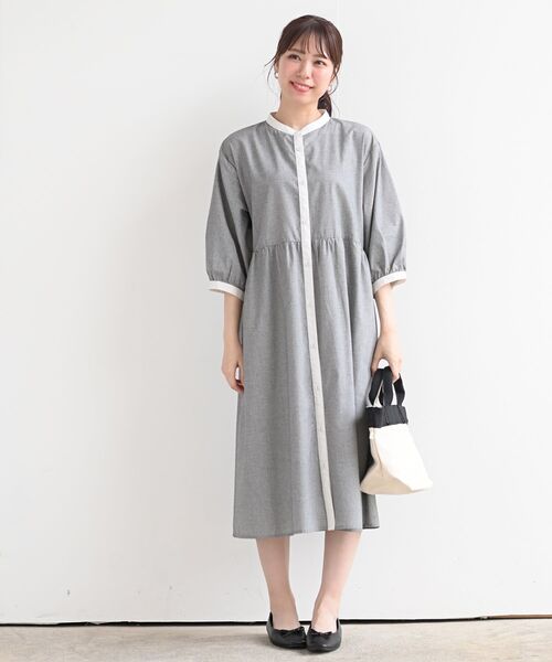 rps（アールピーエス）の「バンドカラー７分袖シャツワンピース（シャツワンピース・レディース・ブラック/ネイビー/ブルー/グリーン/ブラック系その他2・フリー）」の18枚目の写真