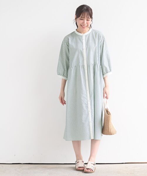 rps（アールピーエス）の「バンドカラー７分袖シャツワンピース（シャツワンピース・レディース・ブラック/ネイビー/ブルー/グリーン/ブラック系その他2・フリー）」の19枚目の写真