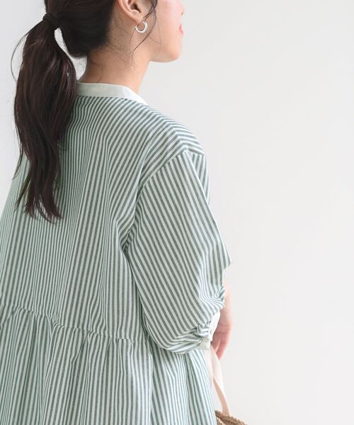 rps（アールピーエス）の「バンドカラー７分袖シャツワンピース（シャツワンピース・レディース・ブラック/ネイビー/ブルー/グリーン/ブラック系その他2・フリー）」の14枚目の写真