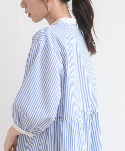 rps（アールピーエス）の「バンドカラー７分袖シャツワンピース（シャツワンピース・レディース・ブラック/ネイビー/ブルー/グリーン/ブラック系その他2・フリー）」の15枚目の写真