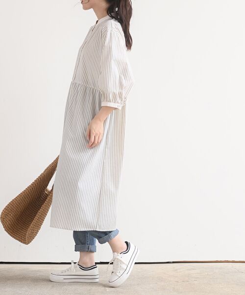 rps（アールピーエス）の「バンドカラー７分袖シャツワンピース（シャツワンピース・レディース・ブラック/ネイビー/ブルー/グリーン/ブラック系その他2・フリー）」の11枚目の写真