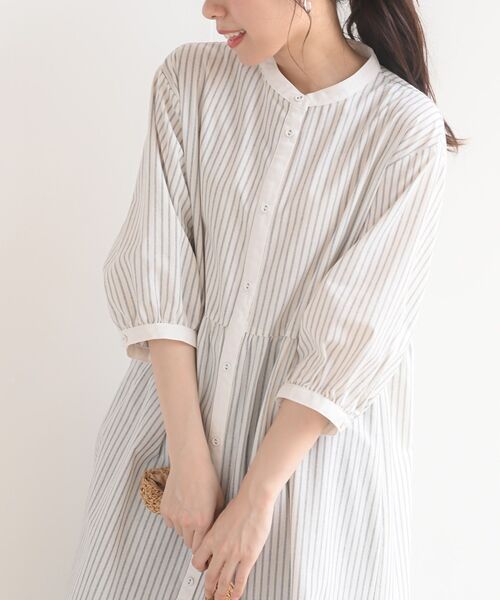 rps（アールピーエス）の「バンドカラー７分袖シャツワンピース（シャツワンピース・レディース・ブラック/ネイビー/ブルー/グリーン/ブラック系その他2・フリー）」の16枚目の写真