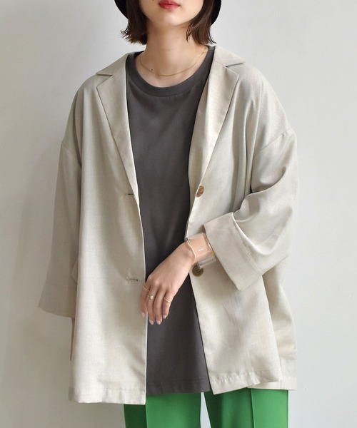 RETRO GIRL（レトロガール）の「麻ライクジャケットシャツ（シャツ/ブラウス・レディース・ブラック/ブラウン/グリーン/ナチュラル・FREE）」の3枚目の写真