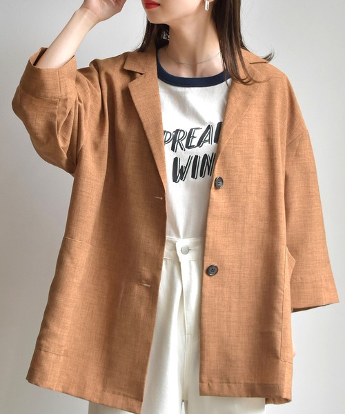 RETRO GIRL（レトロガール）の「麻ライクジャケットシャツ（シャツ/ブラウス・レディース・ブラック/ブラウン/グリーン/ナチュラル・FREE）」の2枚目の写真