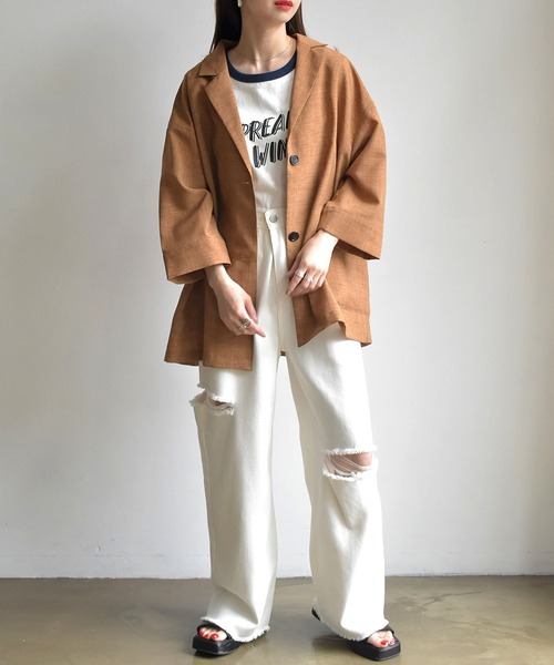 RETRO GIRL（レトロガール）の「麻ライクジャケットシャツ（シャツ/ブラウス・レディース・ブラック/ブラウン/グリーン/ナチュラル・FREE）」の7枚目の写真