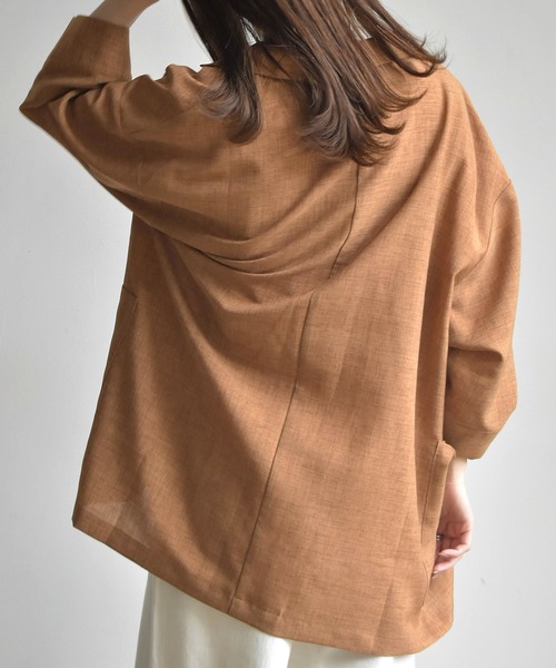 RETRO GIRL（レトロガール）の「麻ライクジャケットシャツ（シャツ/ブラウス・レディース・ブラック/ブラウン/グリーン/ナチュラル・FREE）」の6枚目の写真