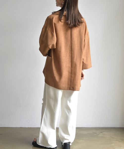 RETRO GIRL（レトロガール）の「麻ライクジャケットシャツ（シャツ/ブラウス・レディース・ブラック/ブラウン/グリーン/ナチュラル・FREE）」の10枚目の写真