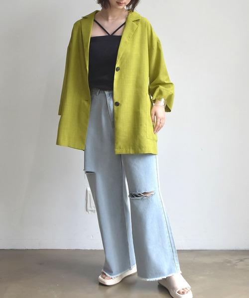 RETRO GIRL（レトロガール）の「麻ライクジャケットシャツ（シャツ/ブラウス・レディース・ブラック/ブラウン/グリーン/ナチュラル・FREE）」の14枚目の写真