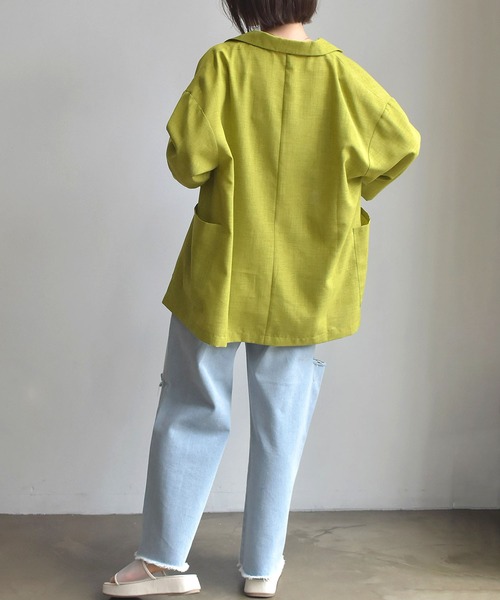 RETRO GIRL（レトロガール）の「麻ライクジャケットシャツ（シャツ/ブラウス・レディース・ブラック/ブラウン/グリーン/ナチュラル・FREE）」の17枚目の写真