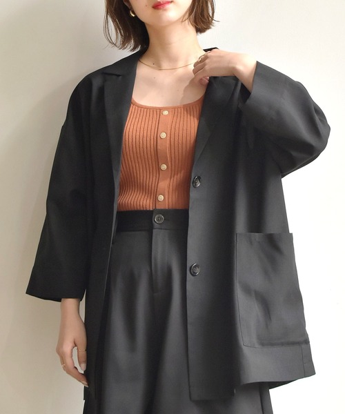 RETRO GIRL（レトロガール）の「麻ライクジャケットシャツ（シャツ/ブラウス・レディース・ブラック/ブラウン/グリーン/ナチュラル・FREE）」の18枚目の写真