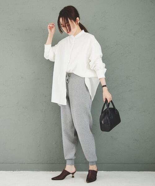 coen(コーエン)の「ウィンターリネンバンドカラーシャツ(シャツ/ブラウス・レディース・モカ/オフホワイト/ダークグレー・L/M)」の11枚目の写真