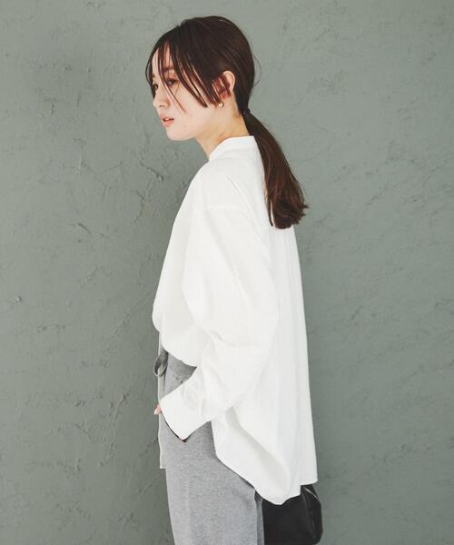 coen(コーエン)の「ウィンターリネンバンドカラーシャツ(シャツ/ブラウス・レディース・モカ/オフホワイト/ダークグレー・L/M)」の12枚目の写真