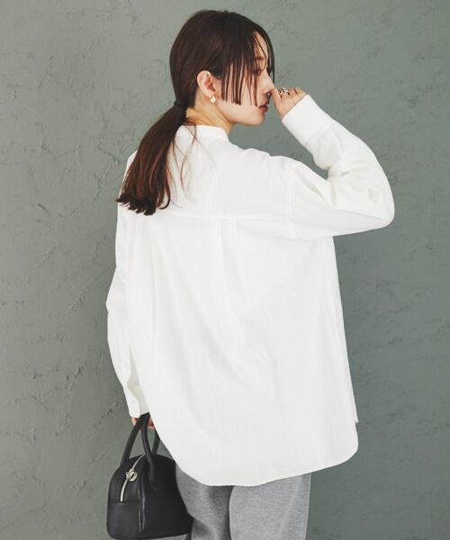 coen(コーエン)の「ウィンターリネンバンドカラーシャツ(シャツ/ブラウス・レディース・モカ/オフホワイト/ダークグレー・L/M)」の17枚目の写真