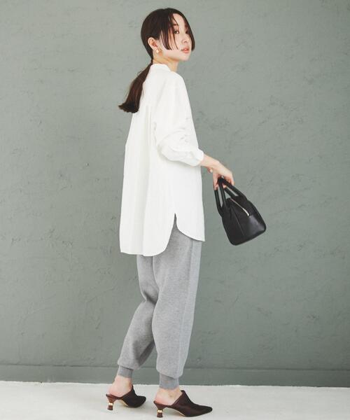 coen(コーエン)の「ウィンターリネンバンドカラーシャツ(シャツ/ブラウス・レディース・モカ/オフホワイト/ダークグレー・L/M)」の18枚目の写真