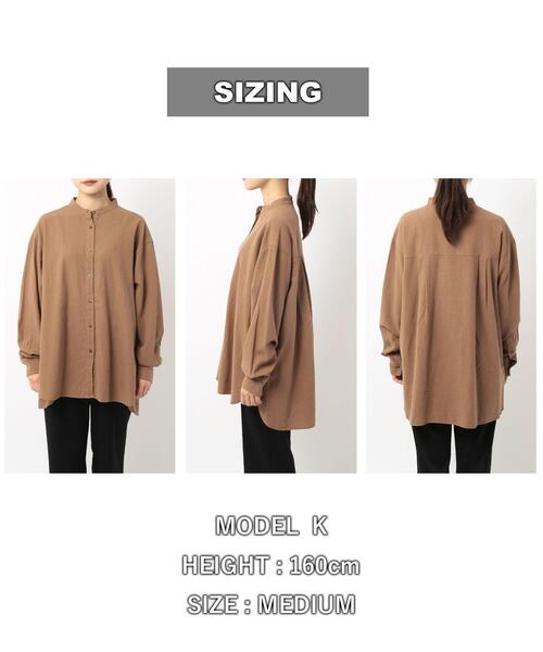 coen(コーエン)の「ウィンターリネンバンドカラーシャツ(シャツ/ブラウス・レディース・モカ/オフホワイト/ダークグレー・L/M)」の19枚目の写真