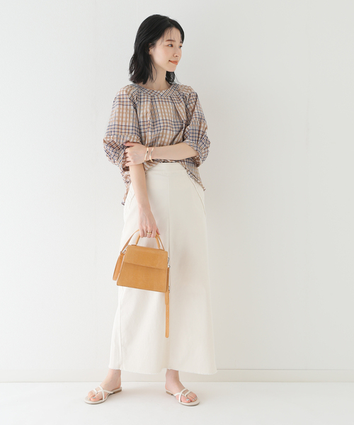 フィールドチェックロングブラウス シアーチェックブラウス（シャツ/ブラウス）｜B.C STOCK（ベー
