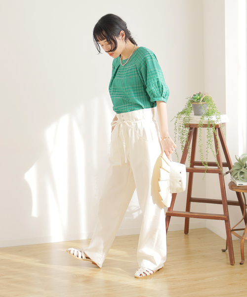 SCOT CLUB - 定価17000円 Aga/アーガ タータンチェック スキッパーブラウス ネイビー タータンチェックビジューピンクショートスカートセットアップ