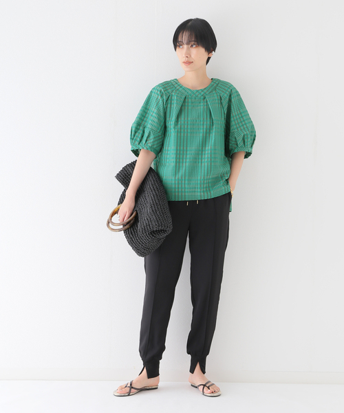 B.C STOCK(ベーセーストック)の「シアーチェックブラウス(シャツ/ブラウス・レディース・ベージュ/グリーン系その他/グリーン/パープル・FREE)」の11枚目の写真