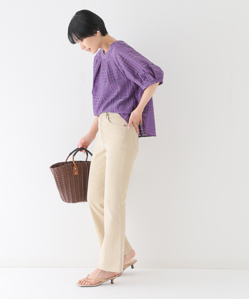 B.C STOCK(ベーセーストック)の「シアーチェックブラウス(シャツ/ブラウス・レディース・ベージュ/グリーン系その他/グリーン/パープル・FREE)」の20枚目の写真
