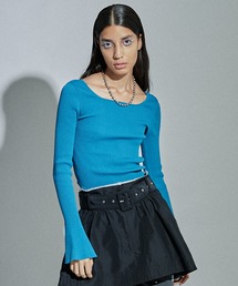 MAISON SPECIAL（メゾンスペシャル）の「フレアスリーブオープンネックニットトップ【MAISON SPECIAL/メゾンスペシャル】（ニット/セーター・レディース）」