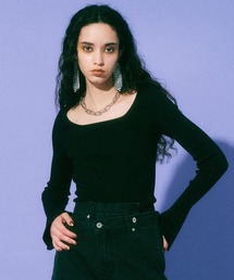 MAISON SPECIAL | フレアスリーブオープンネックニットトップ【MAISON SPECIAL/メゾンスペシャル】(ニット/セーター)