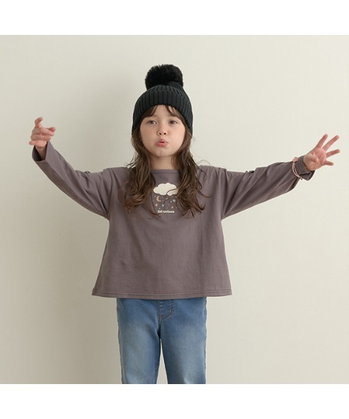 Lycee mine（リセマイン）の「【型崩れしないやわらかコットン】選べる8パターンAライン長袖Tシャツ（Tシャツ/カットソー・キッズ・ライトブルー/ピンク/ラベンダー/チャコール/アイボリー/グレー/モカ/ミント・100cm/120cm/110cm/140cm/130cm/150cm）」の9枚目の写真