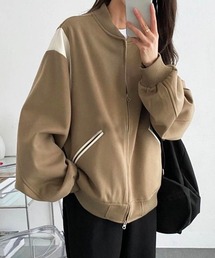 配色ラインオーバーサイズMA-1風ブルゾン