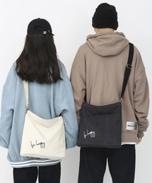 HOOK（フック）の「【HOOK】シンプル英字プリントキャンバスショルダーバッグ（ショルダーバッグ）」