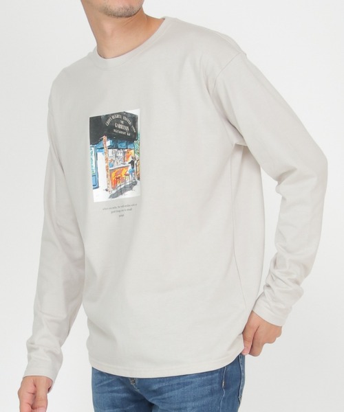 ikka(イッカ)の「ペインティングプリントロンT(Tシャツ/カットソー・メンズ・ライトグレー/ホワイト/ブラック・M/L/XL)」の3枚目の写真