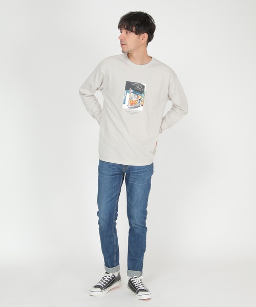 ikka(イッカ)の「ペインティングプリントロンT(Tシャツ/カットソー・メンズ・ライトグレー/ホワイト/ブラック・M/L/XL)」の6枚目の写真