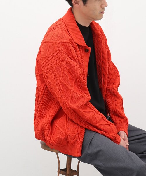 EDIFICE(エディフィス)の「スポンディッシュ リラックス ケーブル ニット カーディガン(カーディガン/ボレロ・メンズ・ブラック/ネイビー/レッド/カーキ/アイボリー・SMALL/MEDIUM/LARGE)」の5枚目の写真