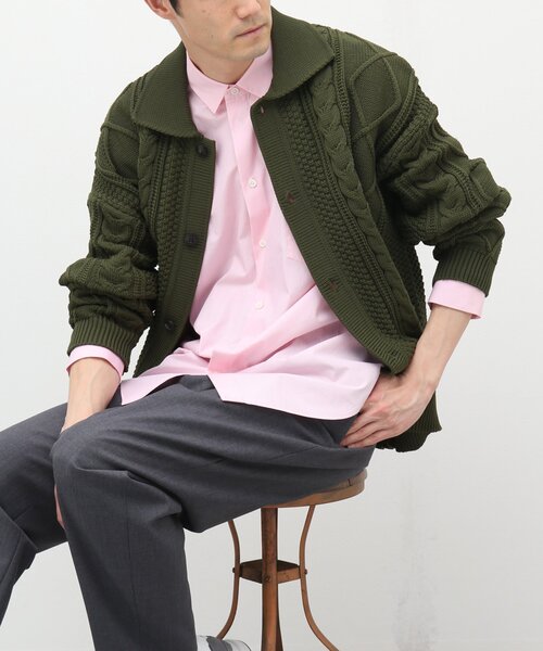 EDIFICE(エディフィス)の「スポンディッシュ リラックス ケーブル ニット カーディガン(カーディガン/ボレロ・メンズ・ブラック/ネイビー/レッド/カーキ/アイボリー・SMALL/MEDIUM/LARGE)」の3枚目の写真