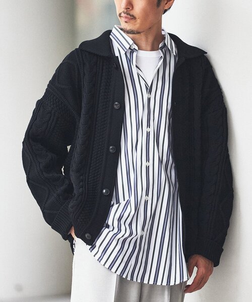 EDIFICE(エディフィス)の「スポンディッシュ リラックス ケーブル ニット カーディガン(カーディガン/ボレロ・メンズ・ブラック/ネイビー/レッド/カーキ/アイボリー・SMALL/MEDIUM/LARGE)」の20枚目の写真