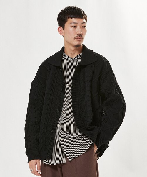 EDIFICE(エディフィス)の「スポンディッシュ リラックス ケーブル ニット カーディガン(カーディガン/ボレロ・メンズ・ブラック/ネイビー/レッド/カーキ/アイボリー・SMALL/MEDIUM/LARGE)」の6枚目の写真