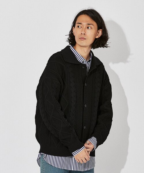 EDIFICE(エディフィス)の「スポンディッシュ リラックス ケーブル ニット カーディガン(カーディガン/ボレロ・メンズ・ブラック/ネイビー/レッド/カーキ/アイボリー・SMALL/MEDIUM/LARGE)」の10枚目の写真