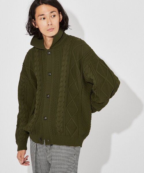 EDIFICE(エディフィス)の「スポンディッシュ リラックス ケーブル ニット カーディガン(カーディガン/ボレロ・メンズ・ブラック/ネイビー/レッド/カーキ/アイボリー・SMALL/MEDIUM/LARGE)」の13枚目の写真