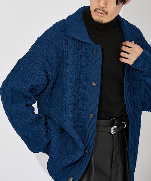 EDIFICE(エディフィス)の「スポンディッシュ リラックス ケーブル ニット カーディガン(カーディガン/ボレロ・メンズ・ブラック/ネイビー/レッド/カーキ/アイボリー・SMALL/MEDIUM/LARGE)」の17枚目の写真