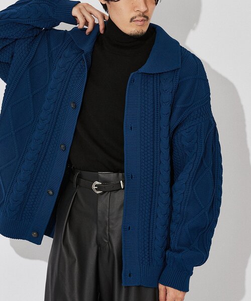 EDIFICE(エディフィス)の「スポンディッシュ リラックス ケーブル ニット カーディガン(カーディガン/ボレロ・メンズ・ブラック/ネイビー/レッド/カーキ/アイボリー・SMALL/MEDIUM/LARGE)」の18枚目の写真